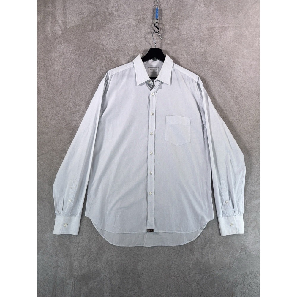 BILLY REID Standard Cut Button Down Shirt Mens‎ Size Large White Micro Dot